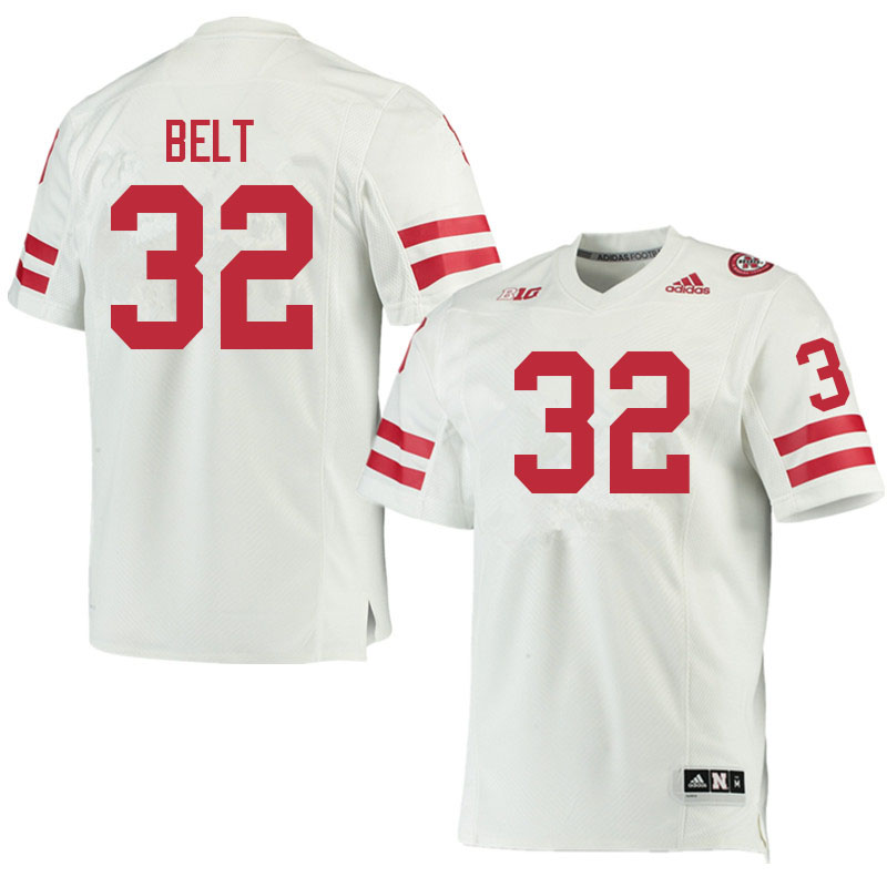 Men #32 Brody Belt Nebraska Cornhuskers College Football Jerseys Sale-White